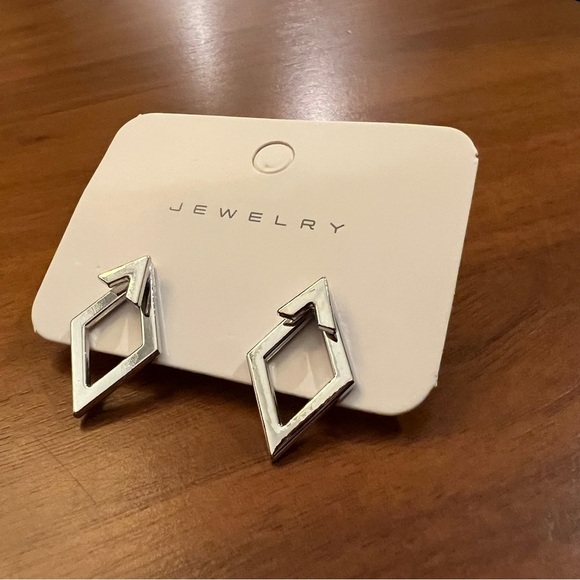 Modern Geometric Silver Earrings - Picture 4 of 5